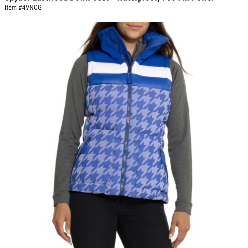 NWT - Spyder Blue and White Quilted Down Vest
